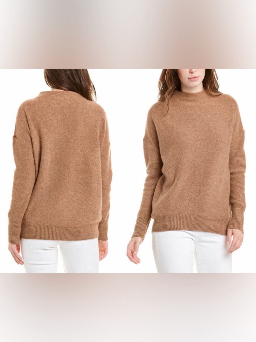 Magaschoni 100% Cashmere Funnel Neck Ultra Soft Sweater in Camel SZ M RSP $328
